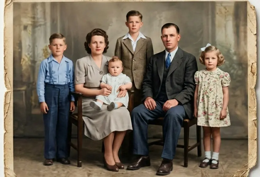 Restored old portrait photo